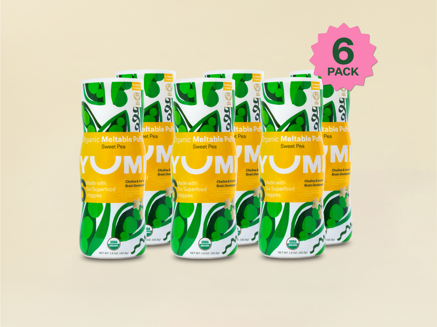 YUMI Organic Meltable Puff Pack (6 x 1.5 oz. containers)