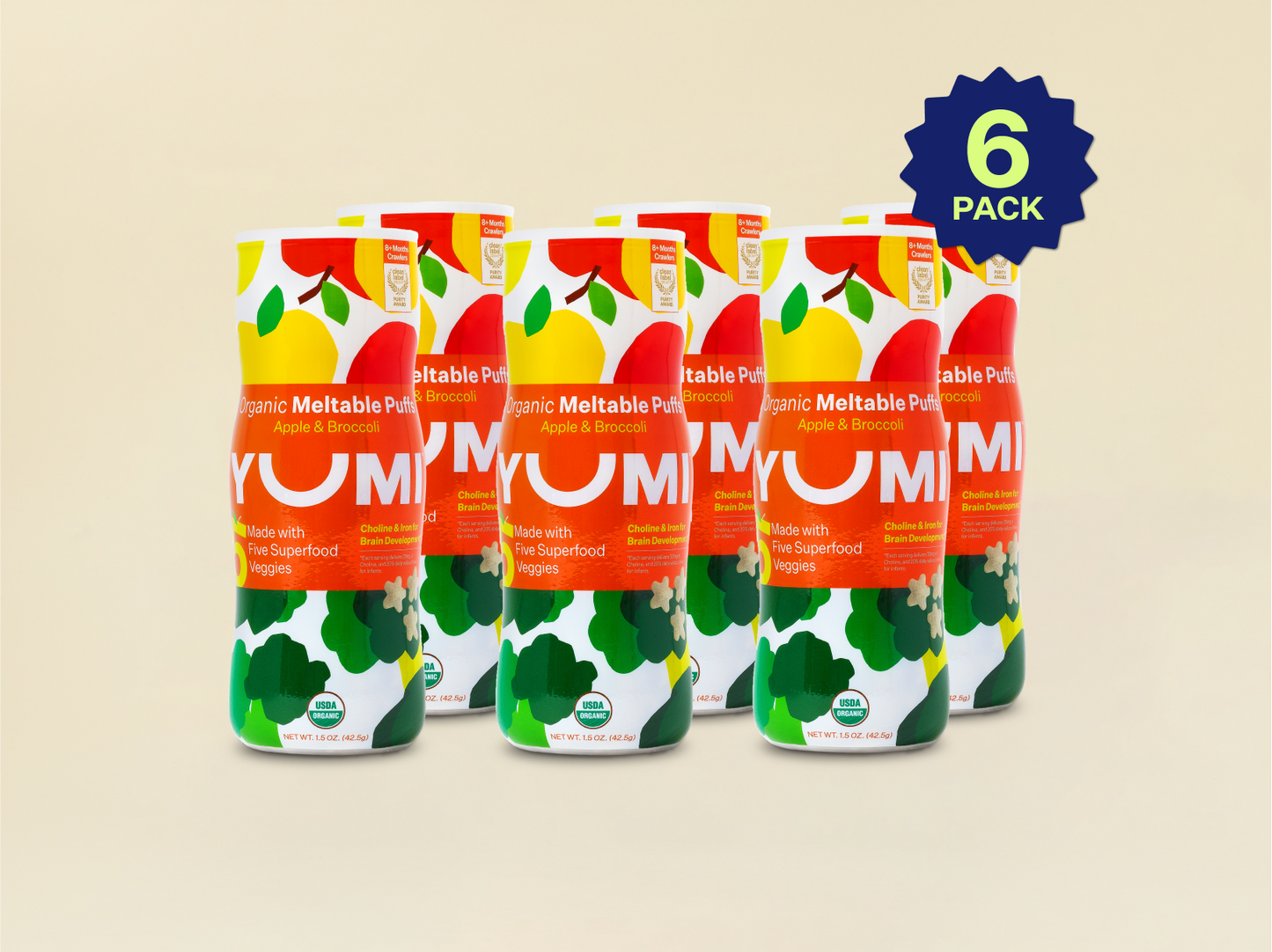 YUMI Organic Meltable Puff Pack (6 x 1.5 oz. containers)