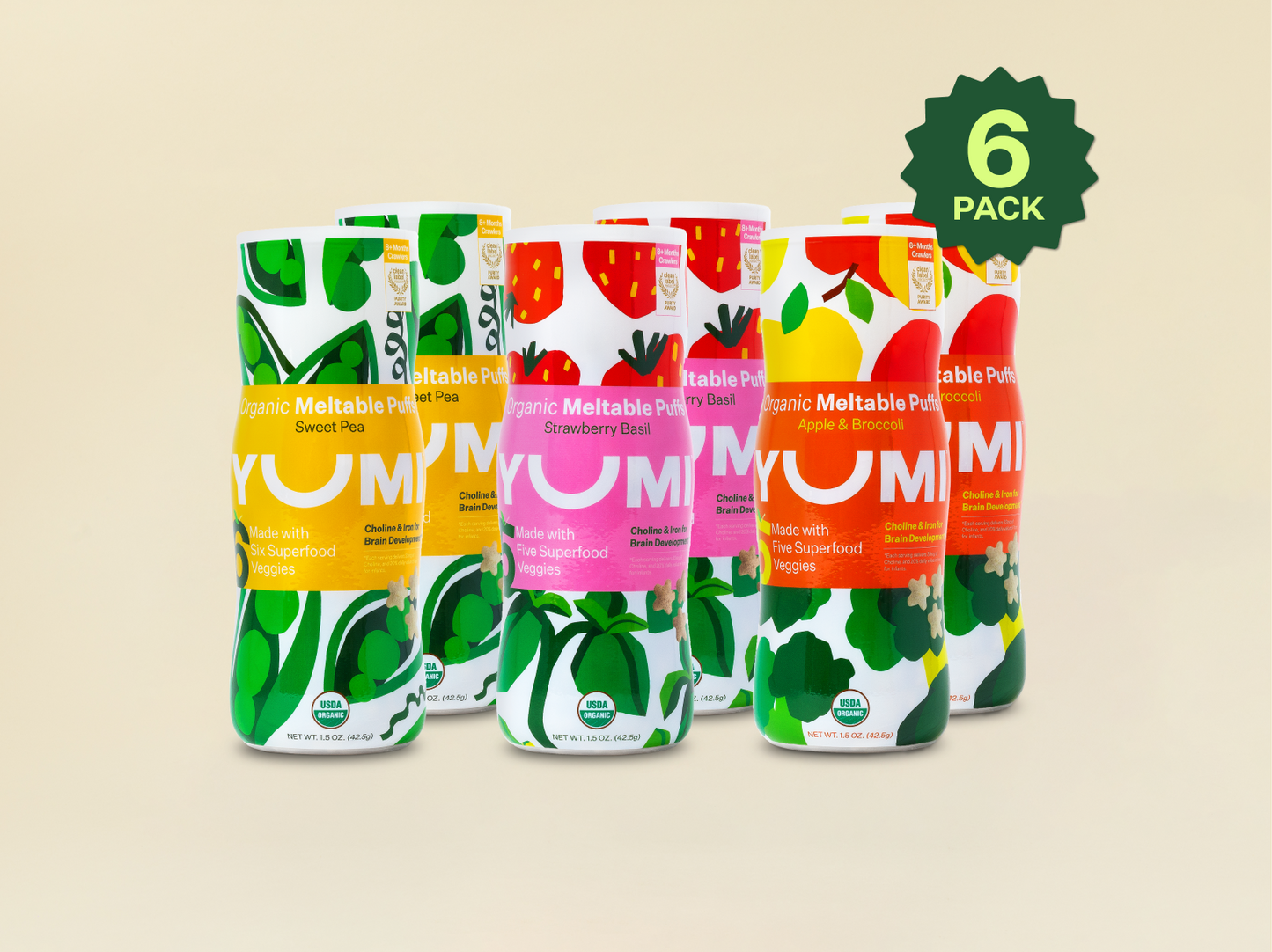 YUMI Organic Meltable Puff Pack (6 x 1.5 oz. containers)